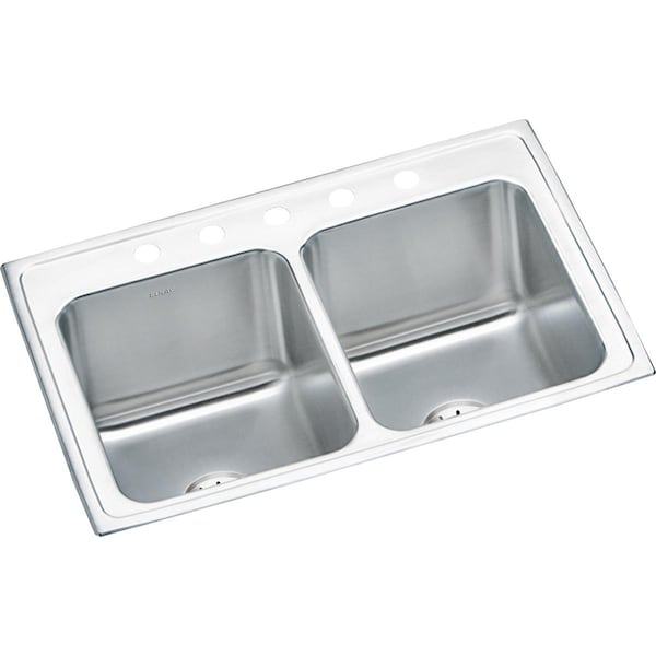 Elkay Clssc SS 33"x22"x10-1/8", Equal Double Bowl Drop-in Sink w/Prfct Drain DLR332210PD5 - main